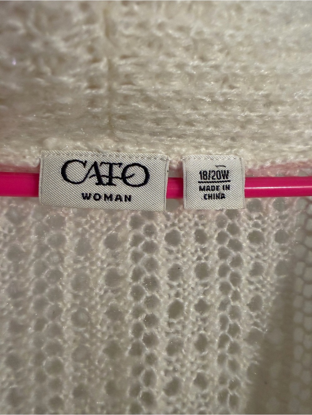 Cato Women Cream Open-Knit Button-Front Women's Sweater - Picture 2 of 5
